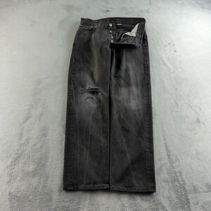 Vintage Y2K Levis 501 Jeans 30x30 Black Faded Distressed Straight Grunge Denim